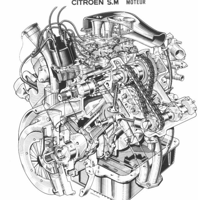 Ο V6 (Tipo C114) της Maserati με τη γωνία του V στις 90 μοίρες και σχεδίαση από τον Giulio Alfieri ήταν το μοτέρ επιλογής της SM.